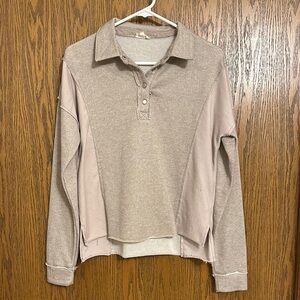 HEM & THREAD Beige Long Sleeve Henley Shirt